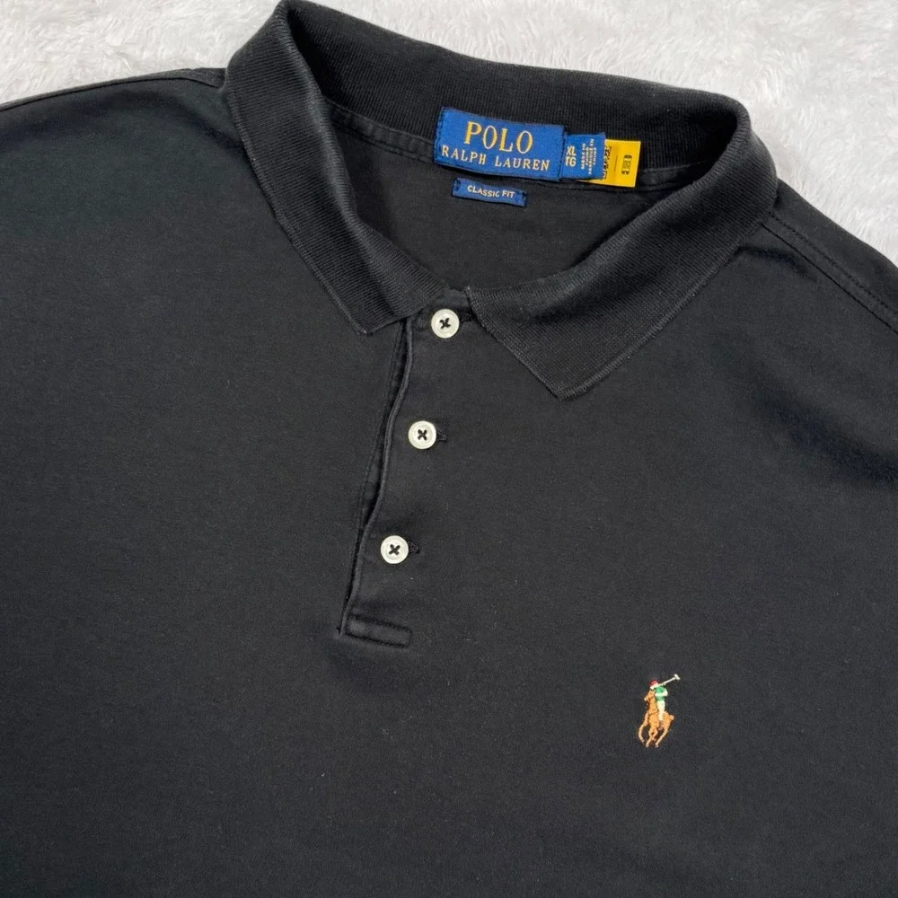 Polo Ralph Lauren Polo Shirt Men XL Black FLESH PONY Short Sleeve Classic Preppy